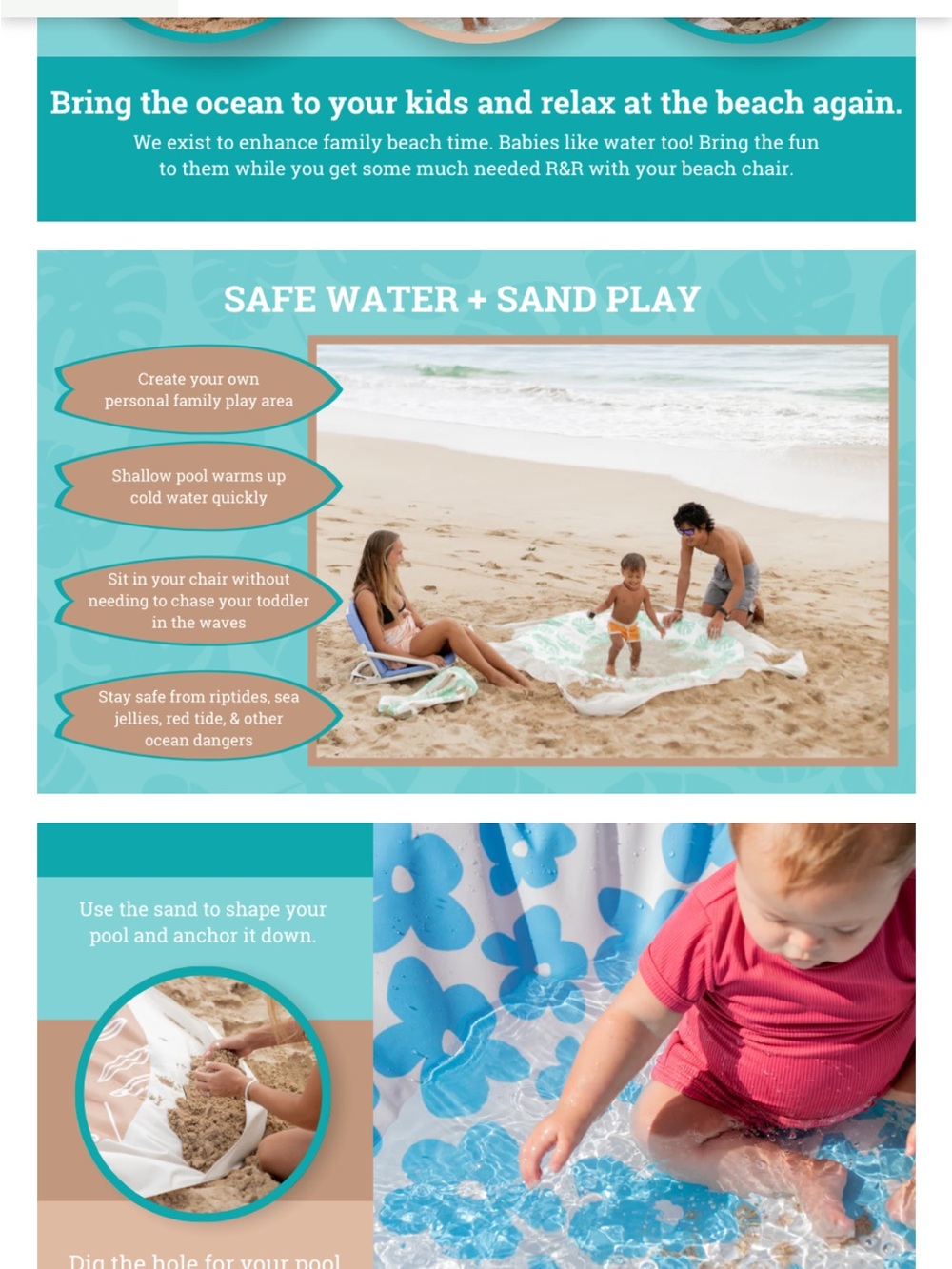 Beach Puddle Kids Swim/ Sand Pool, Blanket & Bag - Picture 2 of 6